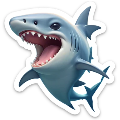 Cinematic Cute Yawning Hammerhead Shark Portrait Emoji, Head tilted slightly with a dramatic, wide-open yawn, showcasing its unique hammer-shaped head with relaxed, drooping fins and sleepy, half-closed eyes, Simplified yet irresistibly adorable features, highly detailed, glowing with a soft, cozy oceanic glow, high shine, relaxed yet expressive, stylized with a hint of whimsical aquatic ease, soft glowing outline, capturing the essence of a drowsy yet affectionate hammerhead that appears ready to stretch and yawn its way out of the screen! sticker
