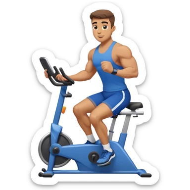 buff guy blue shorts stationary bike sticker