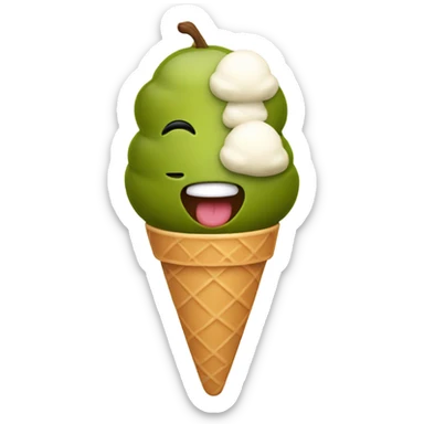 An olive eating ice cream sticker