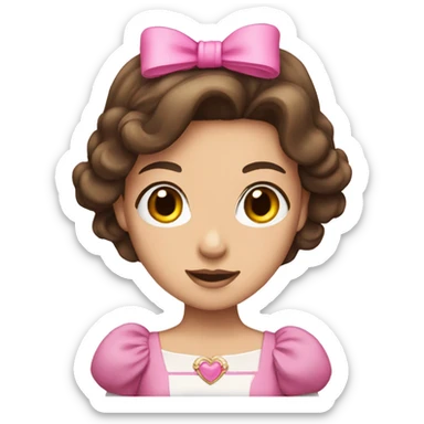 Brunette princess with a pink bow  sticker