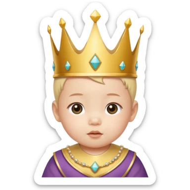 white asian baby wearing crown with number 1 written on it sticker