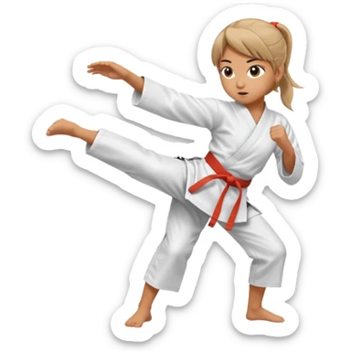 hand drawn girl karate kick sticker