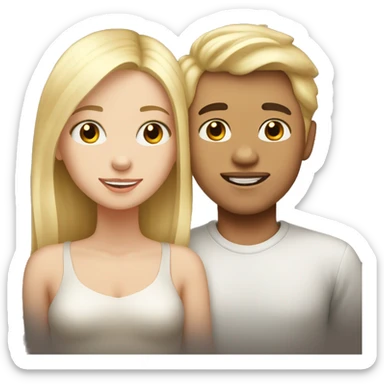 Light skin boy and white blonde girl in love  sticker