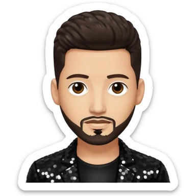 Jon B, White R&B Singer with light skin, dark brown hair, black sequin outfit sticker