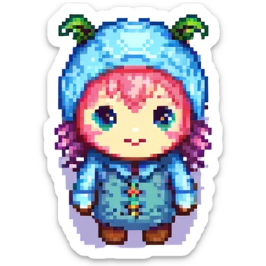 Elefantuchi coconuchi, whimsical and cute, small sprite, bright colors sticker