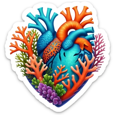 coral reef-themed heart sticker