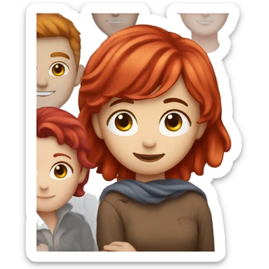 Cherry red hair girl hugs her boyfriend  sticker