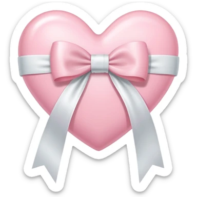 Light pink heart with white ribbon bow sticker