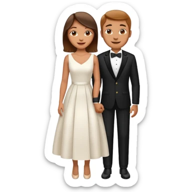 smiling couple in formal wear with the girl in a white dress sticker