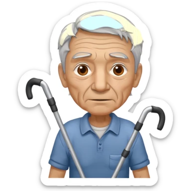 old guy with crutches sticker