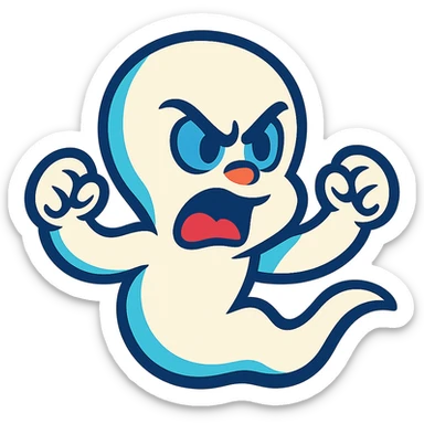 angry Casper ghost in vibrant toon style sticker