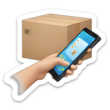 hand with phone scanning a parcel sticker