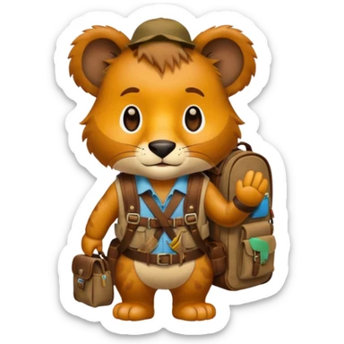  Safari Animal with Backpack  sticker