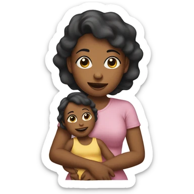 woman holding a girl toddler  sticker