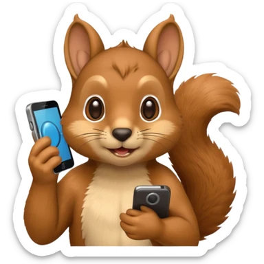 squirrel holding a phone to its ear, classic Apple emoji style, simple sticker