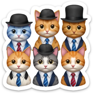 cat with ties and hats diffrents cats sticker