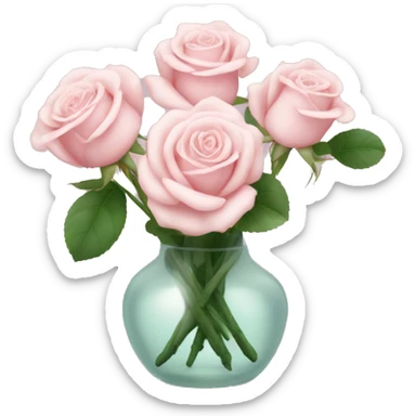 Pale pink roses in vase  sticker
