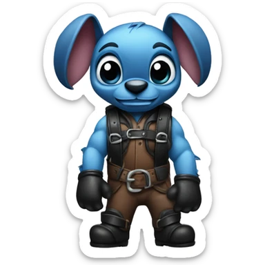 Stitch in leather harness and black Gloves sticker