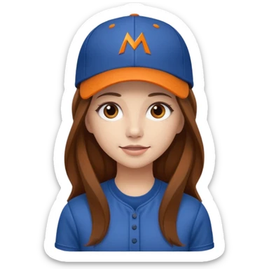 dziewczyna w długich brązowych włosach z czapką z daszkiem zespołu mclaren sticker