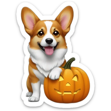 Corgi pumpkin halloween sticker