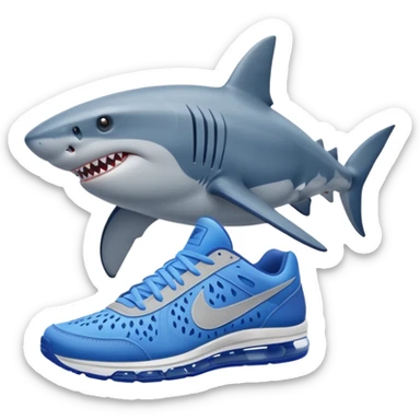Shark with blue nike shoes on his legs sticker