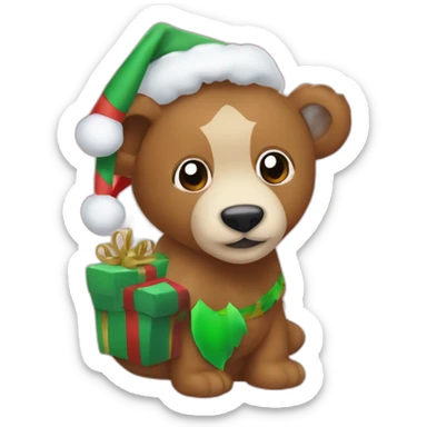 Osito navideño montado en un ciervo sticker