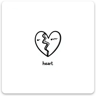 broken heart hand drawn doodle style sticker