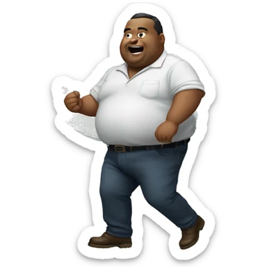 A big fatman farting to the moon sticker