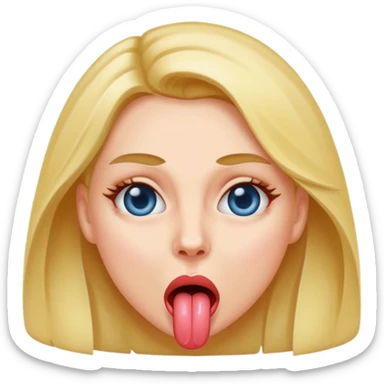 Woman sticking out her tongue with her eyes wide open. sticker
