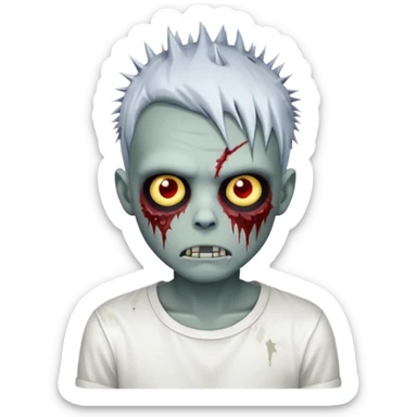 chrome zombie boy with spiky emo hair and white shirt sticker