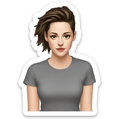 Kristen stewart gray in round neck t-shirt sticker