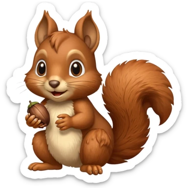 A playful squirrel holding an acorn with both paws.












































 sticker