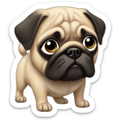 pug wearing a black t-shirt sticker