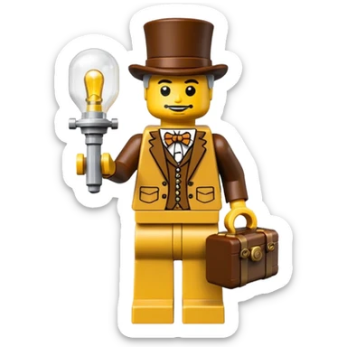 Steampunk Inventor yellow lego toy sticker