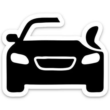 solid icon of a luxury glossy black car with a section covered by a semi-transparent rolled film, light gray film, curved effect for adhesion, minimal and modern sticker