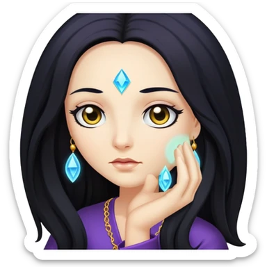 psychic with long black hair sticker
