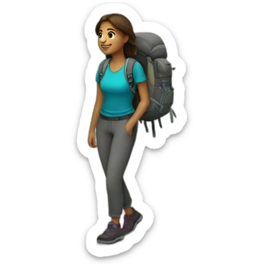 20 years old girl is Hiking and walking sticker