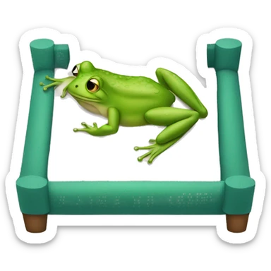 A real frog laying in a big bed sticker