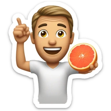 Excited man holding a grapefruit sticker