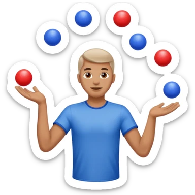 circus juggler putin juggling balls blue and white and red sticker