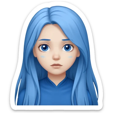 blue long hair killing looks in gray girl sticker