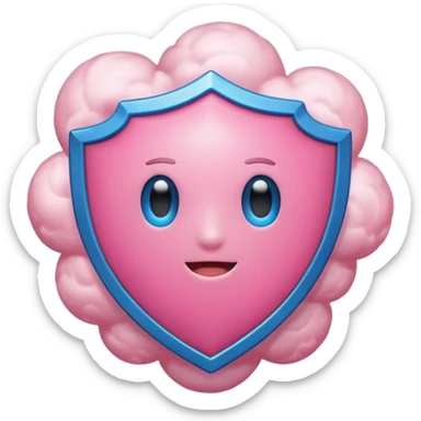 nube de estrés rosita y un escudo que representa el sistema inmune. sticker