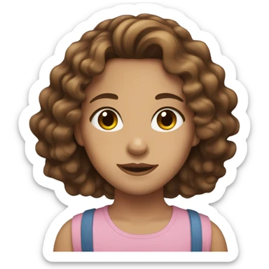 Girl with brown wavy hair and brown eyes sticker