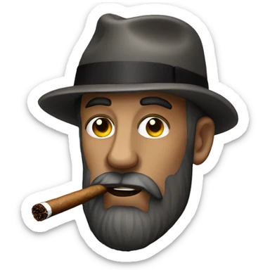 Bearded Man Face Smoking Cigar sticker