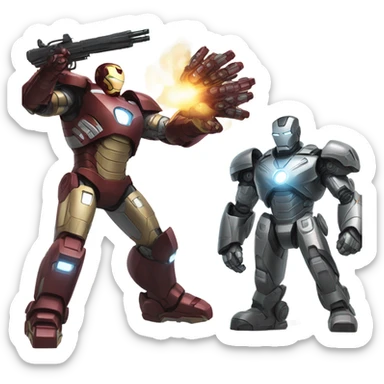War machine fighting iron man  sticker