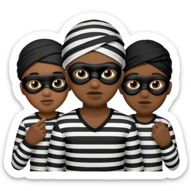 3 theif robbers emoji,Stripped shirt,eye mask, black head. sticker
