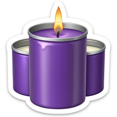 purple candle tin with decorative label sticker