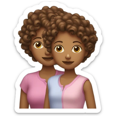 curly light eyed woman with her two daughters sticker