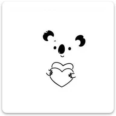 cartoon koala holding a heart in doodle style sticker