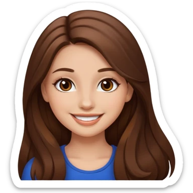 Pretty girl long hair Brown makeup sticker